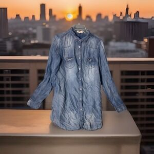 GeeGee Chambray Denim Shirt Womens Medium